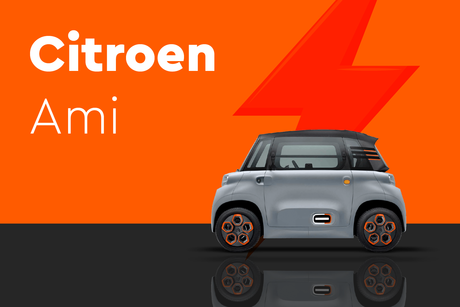 Citroen ami on orange screen 