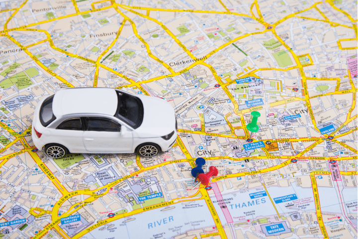 a car on a map